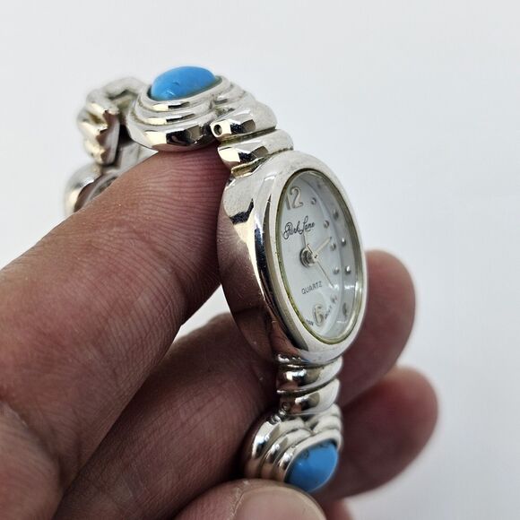 Park Lane 18MM Women's Watch Gray Tone Dial Turquoise Hearts Band 7" New Battery - Picture 6 of 16